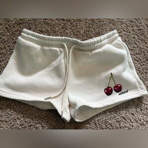 White Shorts with Cherry Embroidery